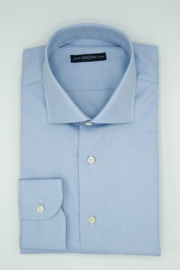 Twill Azzurro Collo Francese