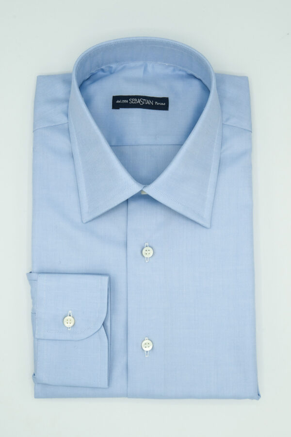 Twill Azzurro Collo Italiano